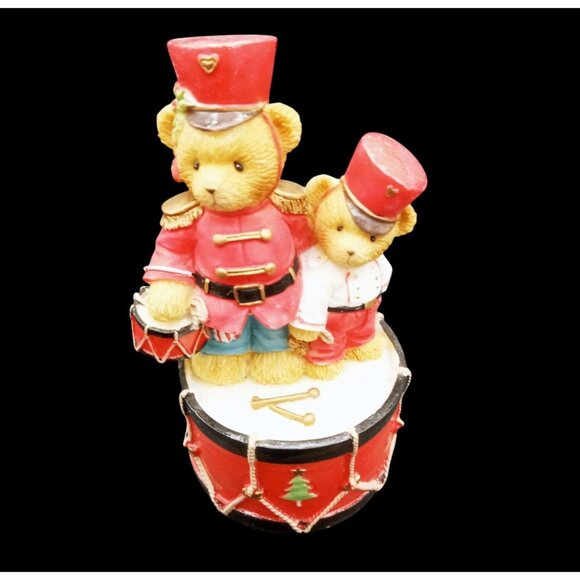 Marching To Beat of Holiday Fun Cherished Teddies Vintage Drummer Boy Bears 2004 - Picture 1 of 15